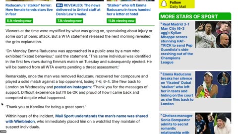 Is the Emma Raducanu stalking story a Psyop?