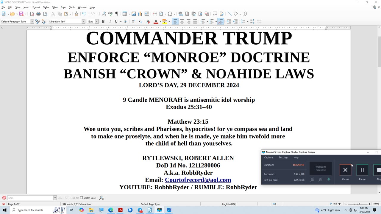 COMMANDER TRUMP Enforce Monroe Doctrine, Banish Crown & Noahide Laws