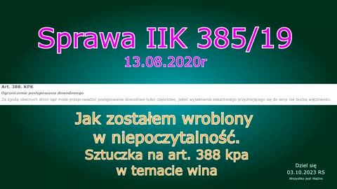 Jak zostałem wrobiony w niepoczytalność w roku 2020 - II 385 19 - SSR Monika Organiściak