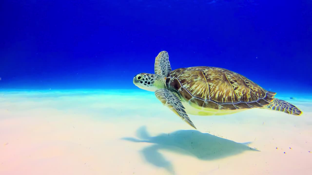 Watch a turtle's sea expedition navigate the deep blue waters.