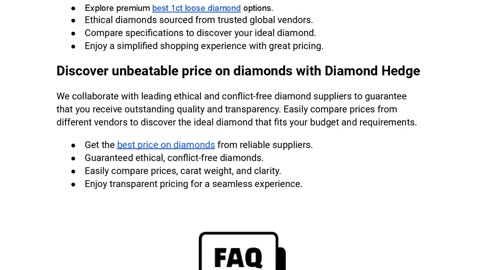 Discover the Best Loose Diamond Prices Online with Diamond Hedge