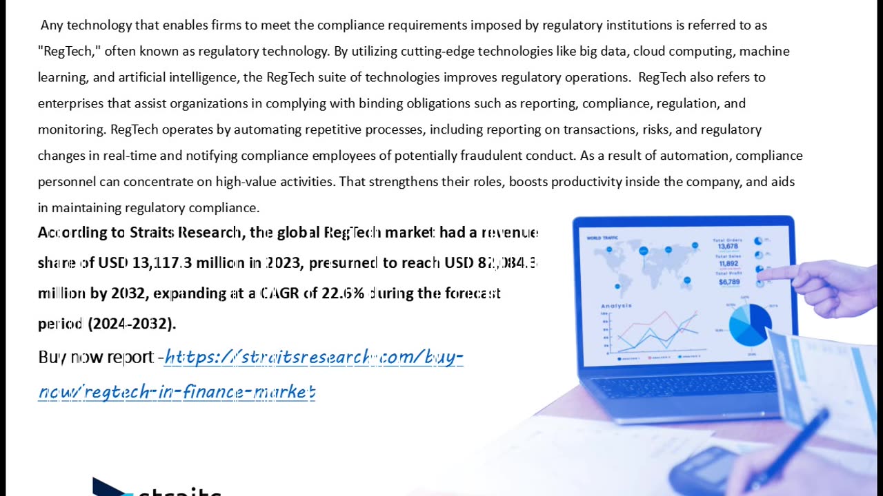 RegTech in Finance Market to Reach USD 82.08 Billion by 2032 | Straits Research