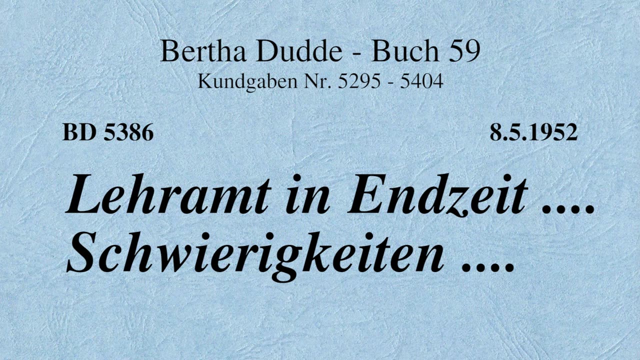 BD 5386 - LEHRAMT IN ENDZEIT .... SCHWIERIGKEITEN ....