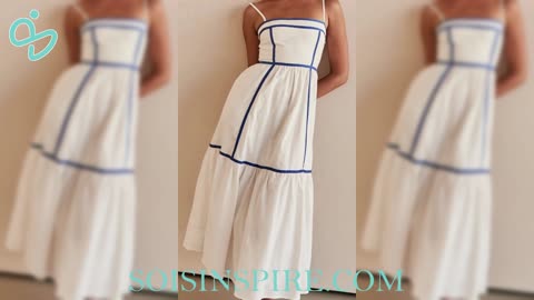 Contrast Trim Square Neck Midi Cami Dress