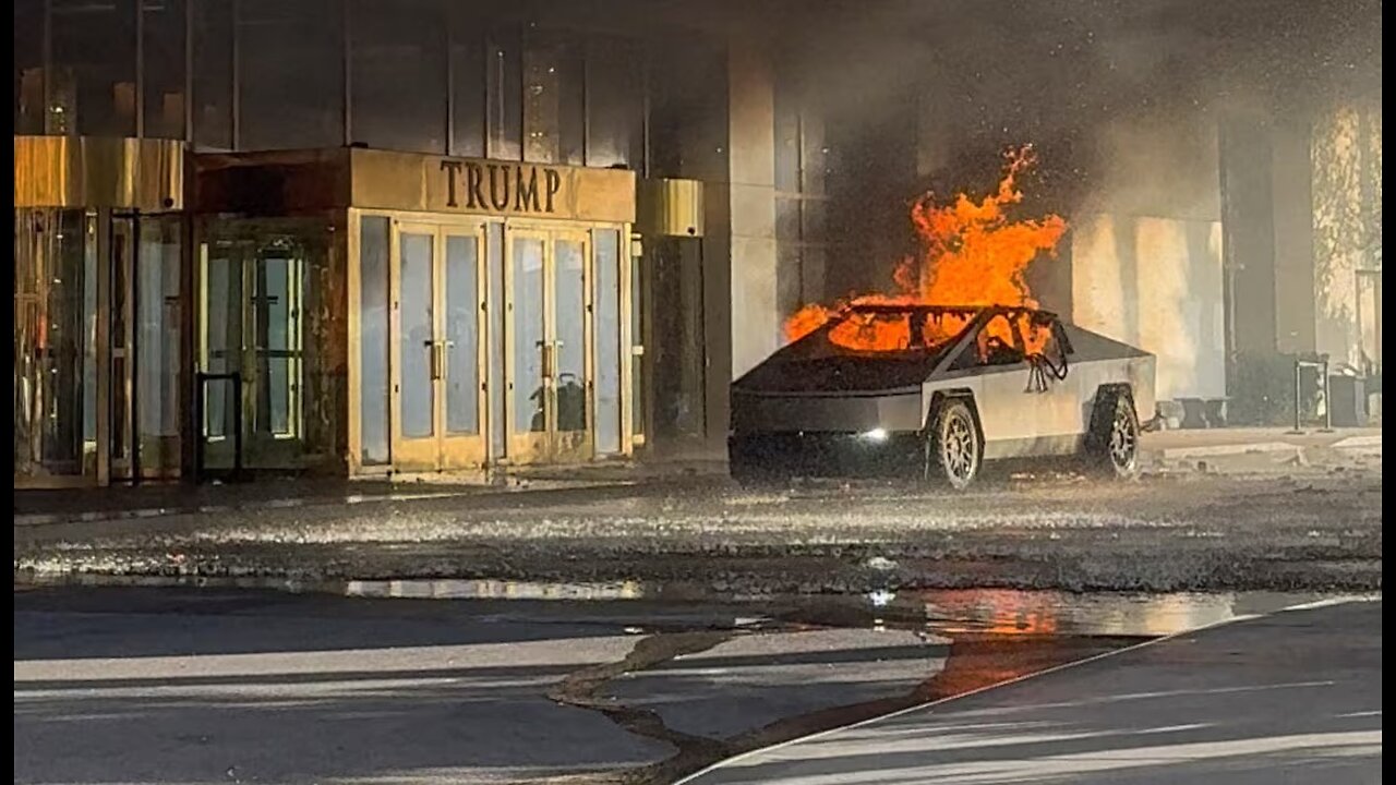 A Tesla Cybertruck caught fire near Donald Trump Tower in Las Vegas. According to eyewitnesses