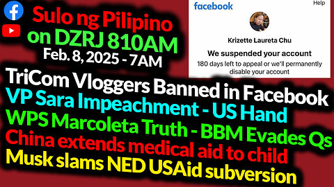 Impeachment US Hands Dirty | TriCom Vloggers Blocked | Sulo Ng Pilipino | Sat - 7AM | DZRJ 810AM