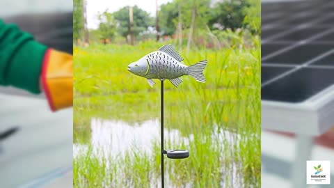 KAIXOXIN Solar Garden Lights Metal Fish Decorative Stake