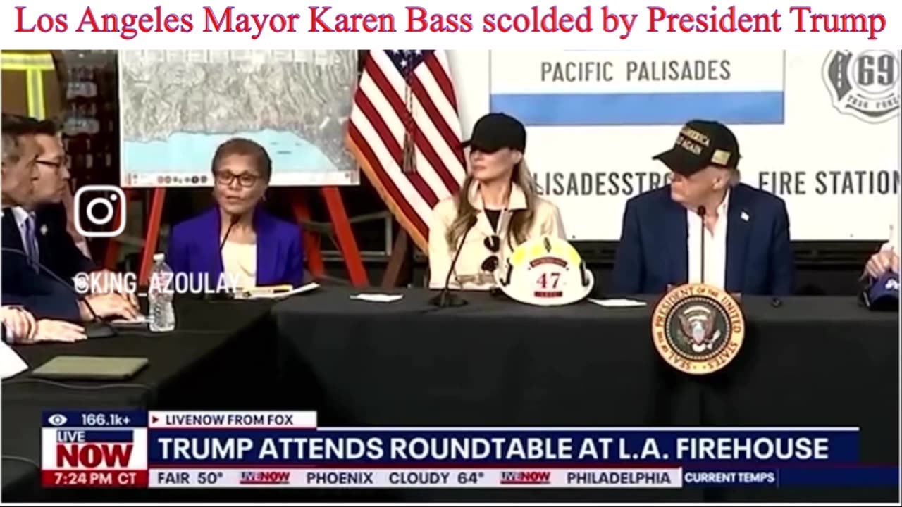 Los Angeles Mayor Karen Bass scolded by President Trump ✅