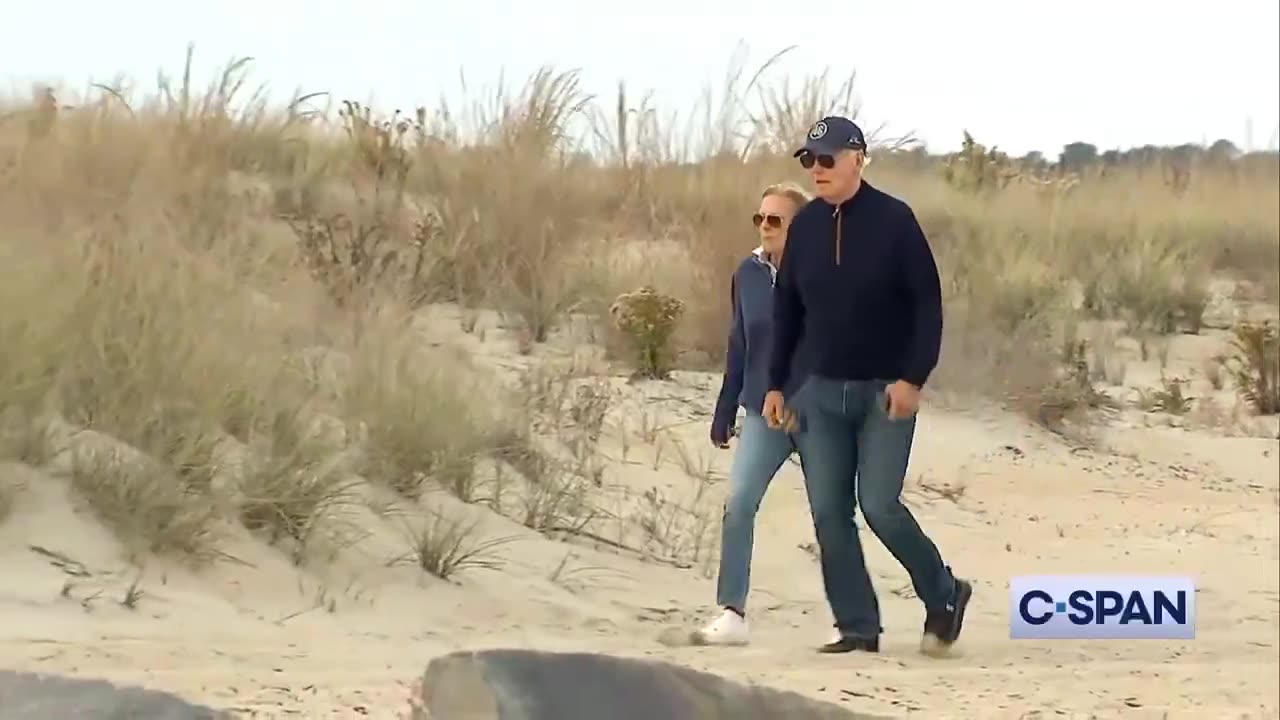 Biden Struggles to Walk through Sand, Jill Has to Save Him