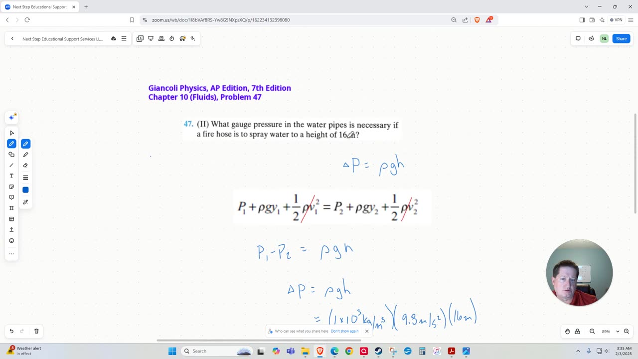 Calculating Gauge Pressure to Reach a Height