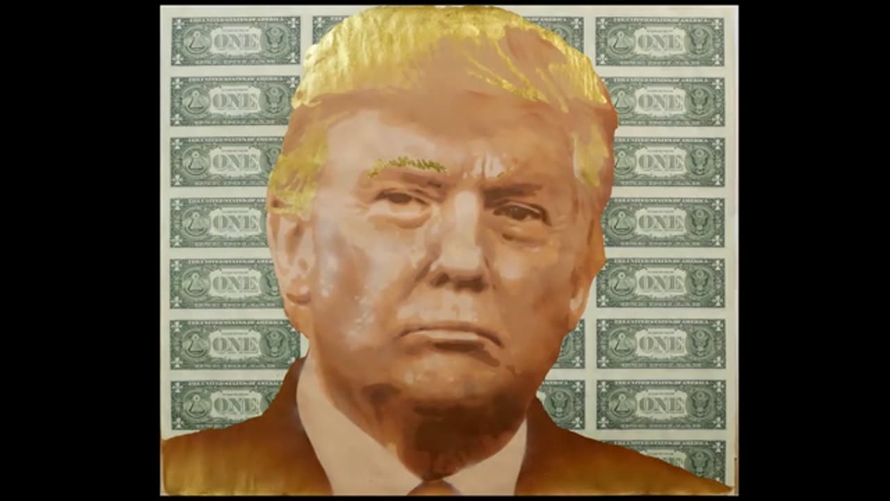 Trump Art in Spray Tan Gold & Money - Greatest Portrait Ever