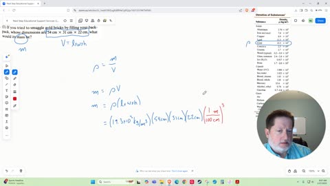 Calculating Mass of Gold in a Backpack