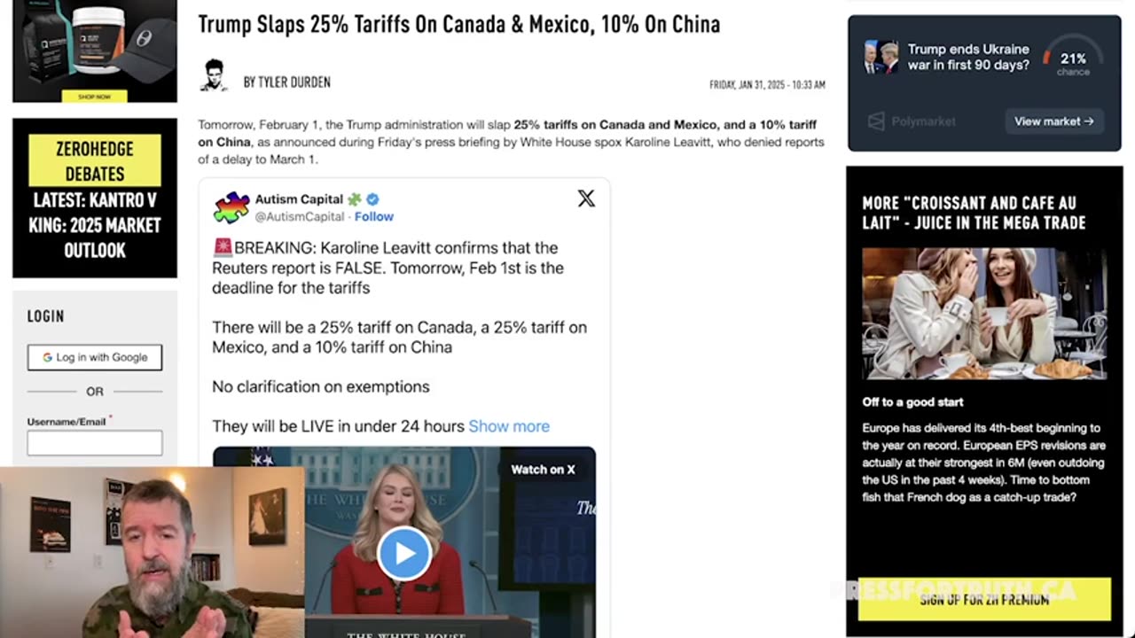 25% Tariffs On Canada/Mexico & 10% On China Begins TOMORROW As World Braces For A TRADE WAR!