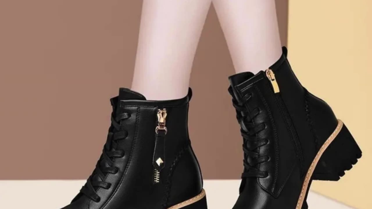 Women Shoes Boots Ankle Autumn British Wind Genuine Leather Thick Ladies Short Boots Motorcycle