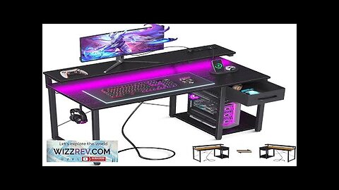 AODK Gaming Desk with LED Lights & Power Outlet 40 Inch Computer Review