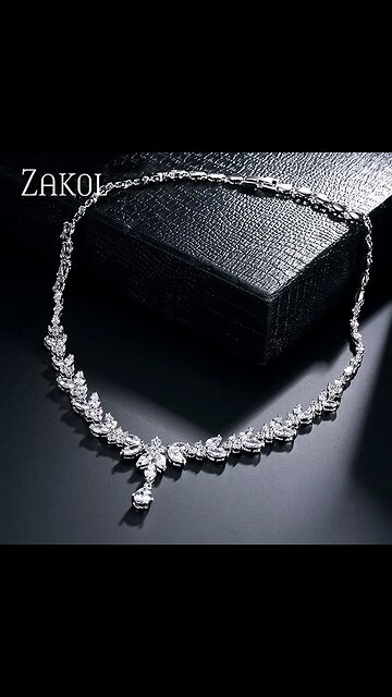 ZAKOL Luxury Exquisite Marquise Cut Cubic Zircon Leaf Necklaces