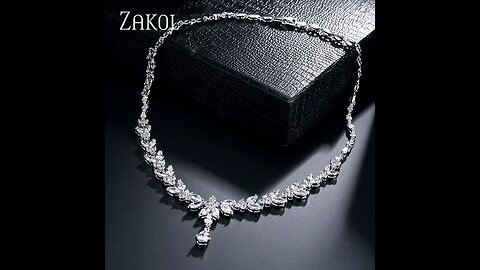 ZAKOL Luxury Exquisite Marquise Cut Cubic Zircon Leaf Necklaces