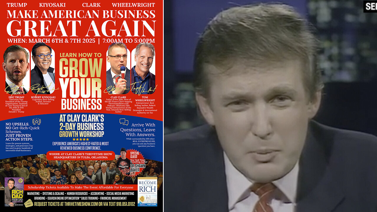 Donald J. Trump | Archived Donald J. Trump Interview from September 2nd 1987 (Donald Trump At Age 41) + Eric Trump Interview About God, & American Business + Join Trump & Kiyosaki At Clay Clark's March 6-7 Workshop