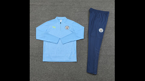 👉🏻⚽️2024/25 Manchester City Adult/Kid Blue Long Sleeve Tracksuit