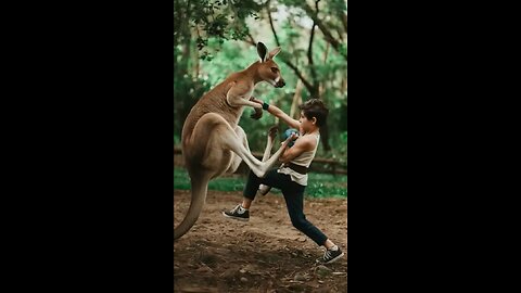 Kangaroo vs boy kungfu fight