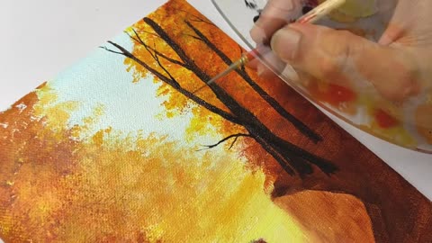 Autumn landscape painting_easy acrylic painting for beginners_#44 #acrylicpainting