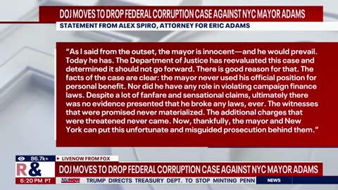 DOJ moves to drop federal corruption case against NYC Mayor Adams