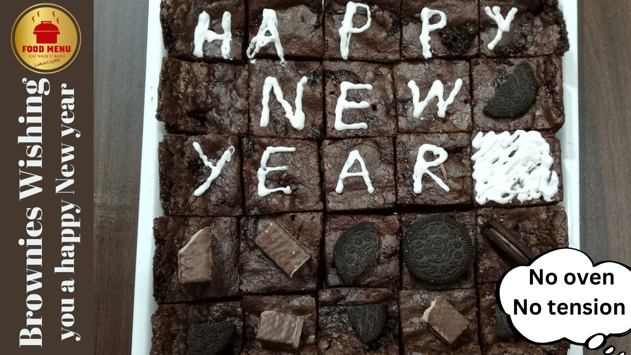 Fudgy Brownies Without Oven | Happy New Year Easy Cake | No Oven No Tension | Recipe by Food Menu