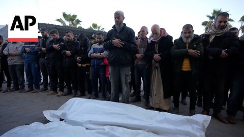 Prayers at funerals for Palestinians killed in overnight airstrike in Gaza