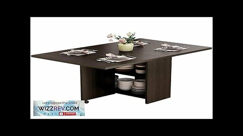 Dinaza Marble Dining Table Folding Movable 2-Layer Storage Desk with Wheels Save Review