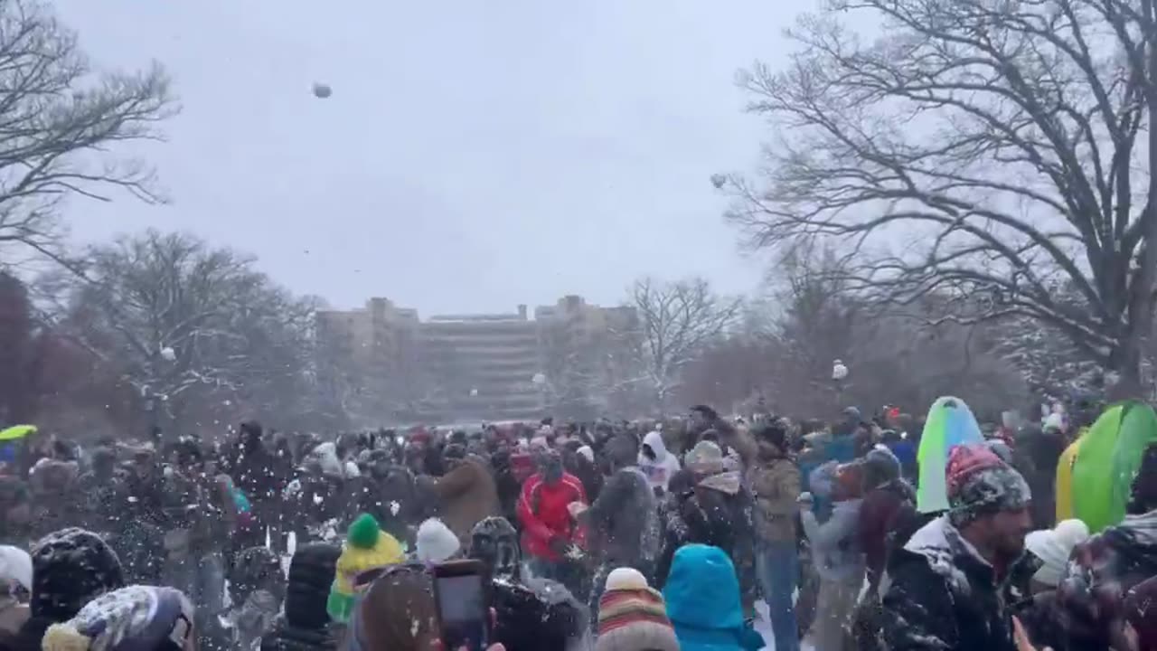 Snowball Fight breaks out in celebration of Donald Trumps Certification