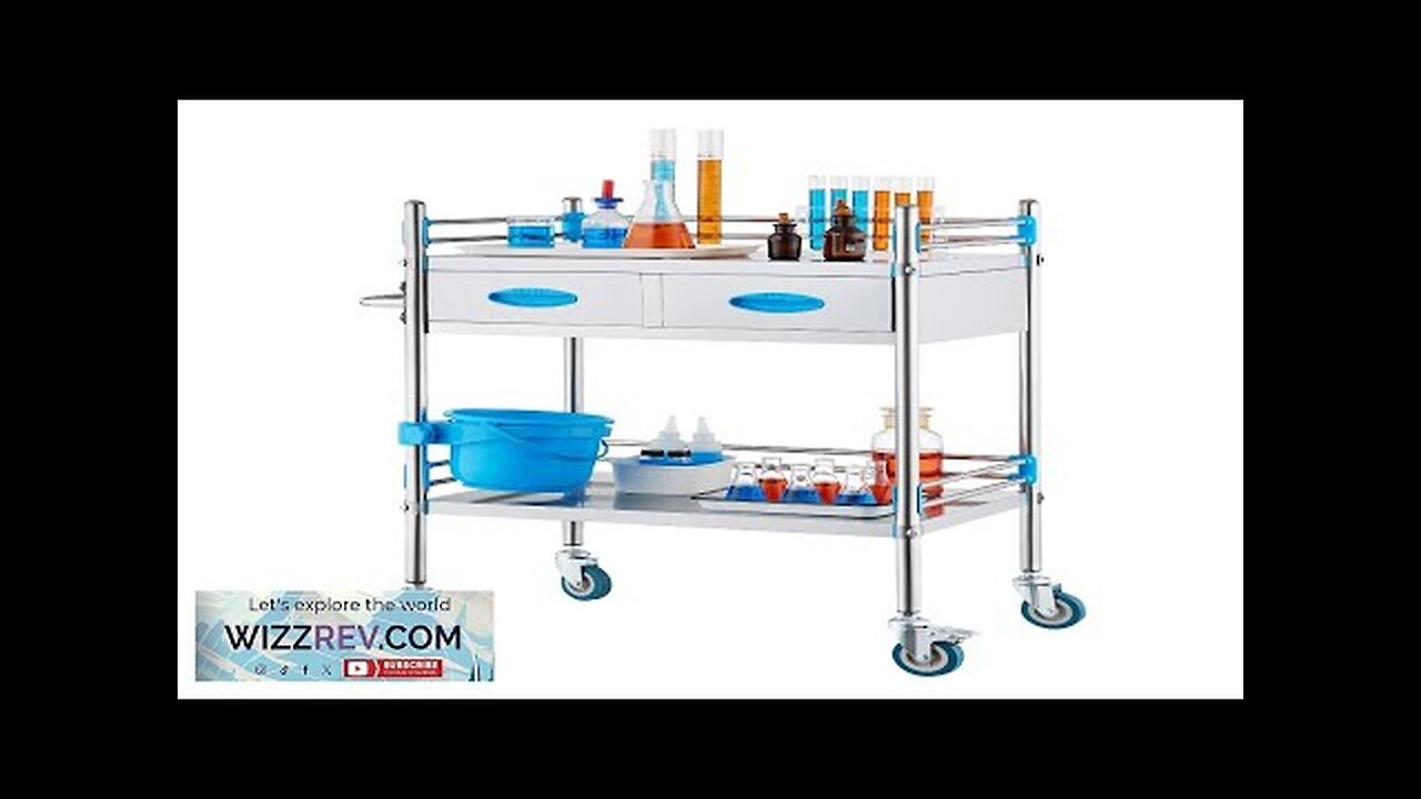 Medical Dental Lab Serving Cart Trolley 2 Tiers Portable Stainless Steel Review