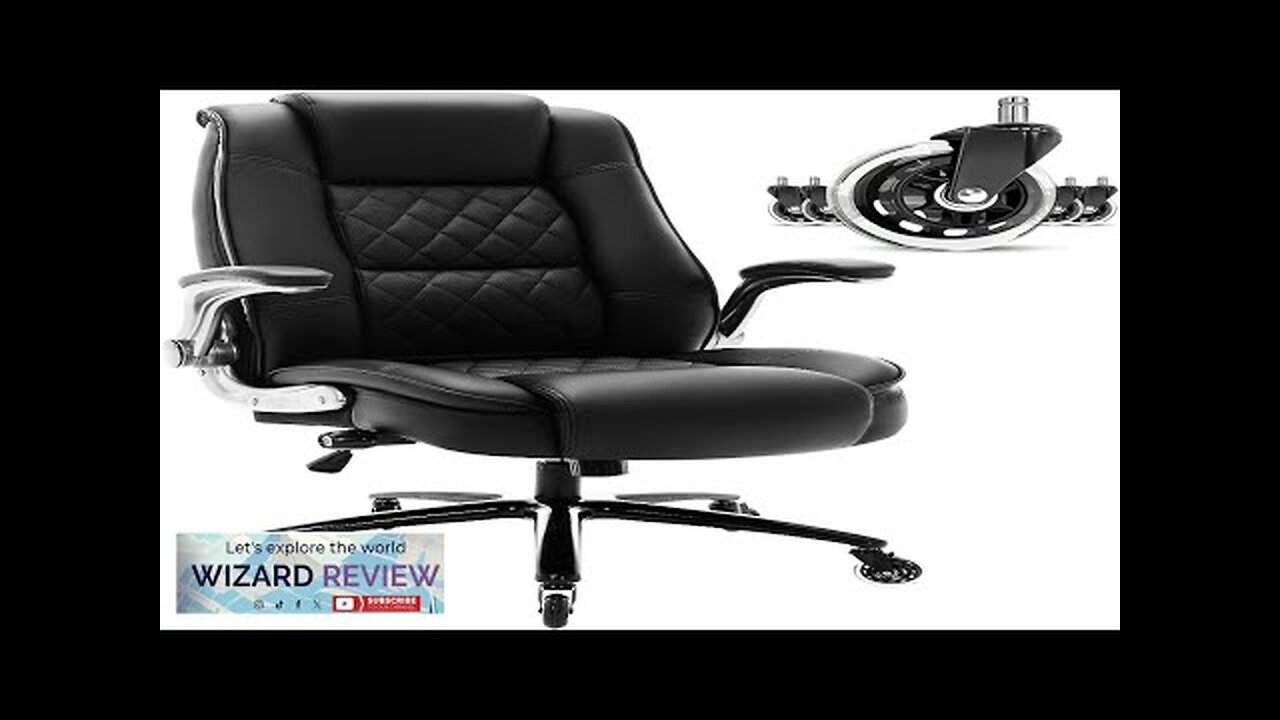 High Back Office Chair- Flip Arms Adjustable Built-in Lumbar Support Executive Computer Review