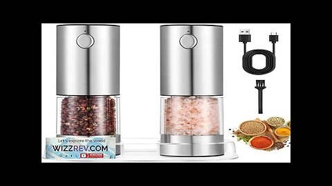 Electric Salt and Pepper Grinder Set USB Rechargeable Adjustable Coarseness Large Review