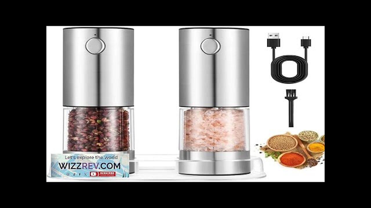 Electric Salt and Pepper Grinder Set USB Rechargeable Adjustable Coarseness Large Review