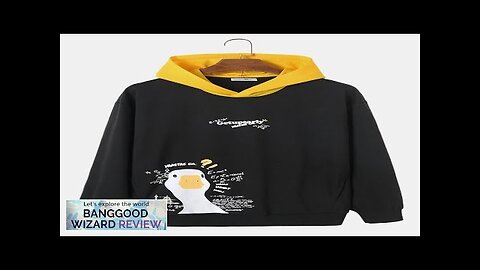 ChArmkpR Mens Hooded Sweatshirts Cartoon Duck Letter Print Loose Contrast Hoodies Review