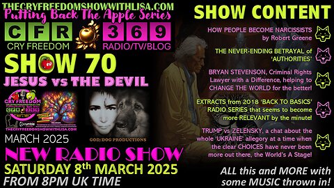 🚨🚨🚨BRAND NEW RADIO SHOW 70: Sat 8th March 2025 from 8pm (UK time) 'Jesus vs The Devil'