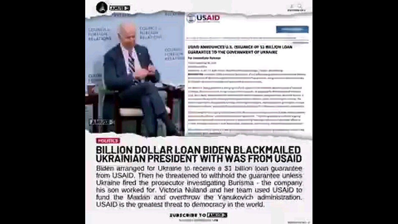 Billion $ Loan Biden Blackmailed Ukrainian President With Was From Usad. (See Description Box)