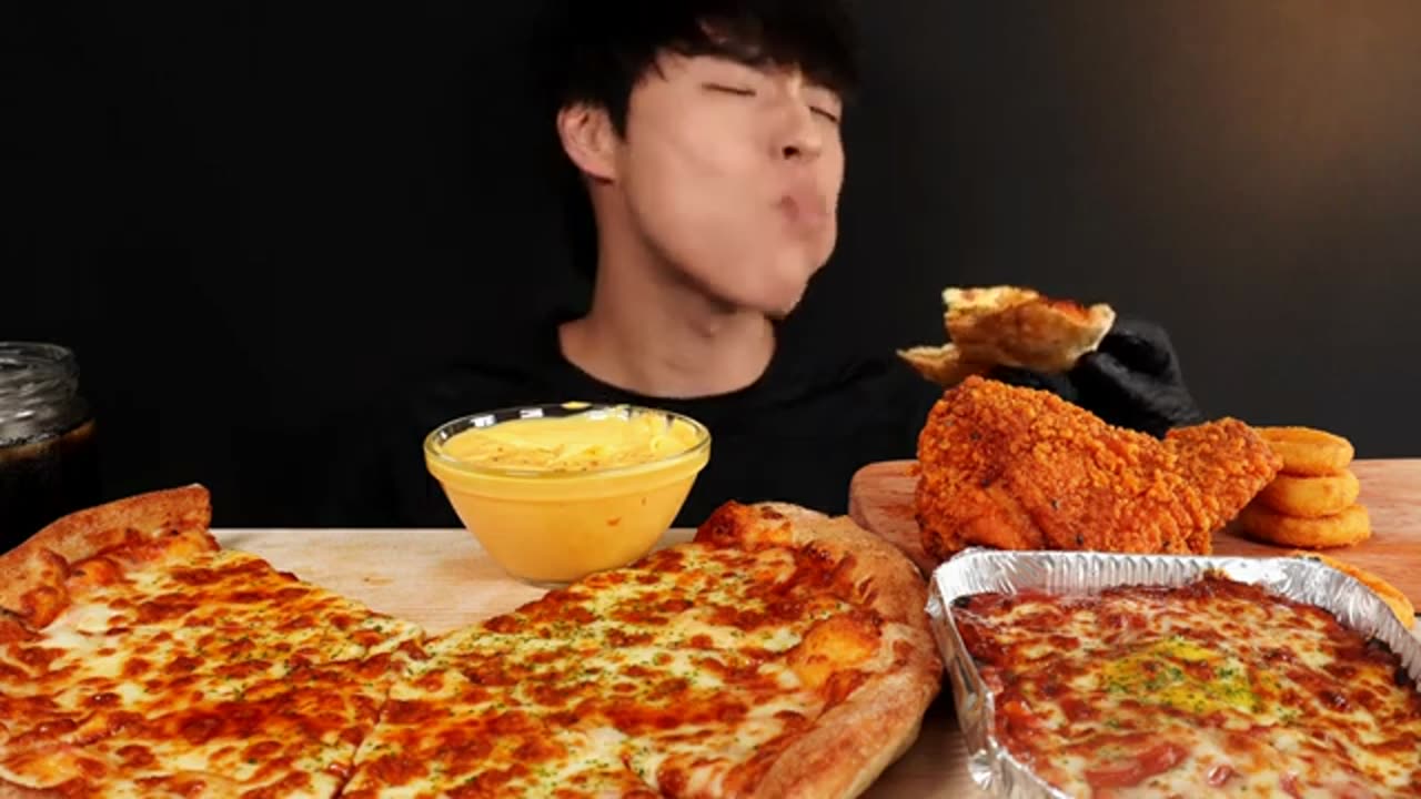 Pizza Chicken Mukbang Asmr Eating Sounds