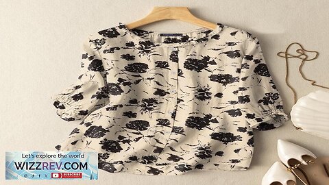 ZANZEA Women Flowers Print Shirt Ruffled stand-up Collar Design Vintage Blouse Medium-length Review