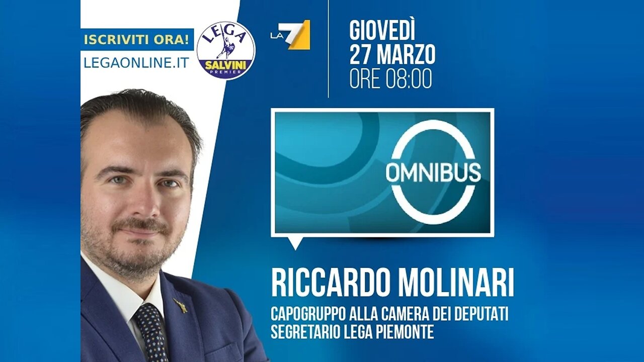 🔴 Interventi dell'On. Riccardo Molinari ospite nella trasmissione "Omnibus" del 27.03.2025