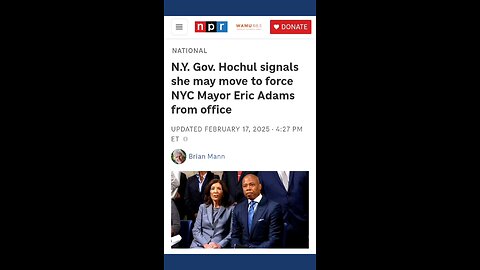 N.Y. Gov. Hochul signals she may move to force NYC Mayor Eric Adams from office