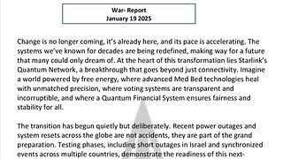 WAR REPORT - JANUARY 19 2025 - THE CHANGE IS NOT COMING IT'S ALREADY HERE