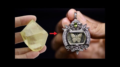 I carve raw citrine stone to make beautiful pendant - make a floral style pendant