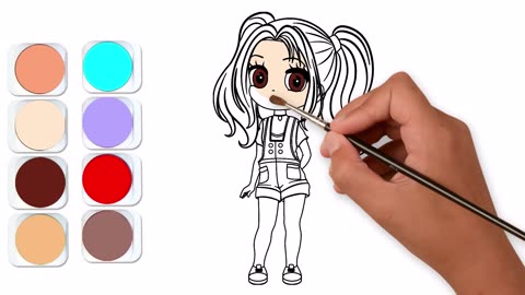 Chibi Girl Painting Tutorial for Kids Age 6-8 | Easy and Fun Art for Beginners