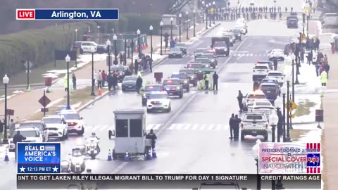 PRESIDENT TRUMP MOTORCADE ARRIVES AT ARLINGTON NATIONAL CEMETERY