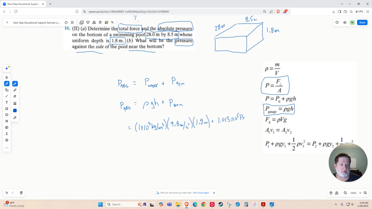 Understanding Pressure and Force at the Bottom of a Pool