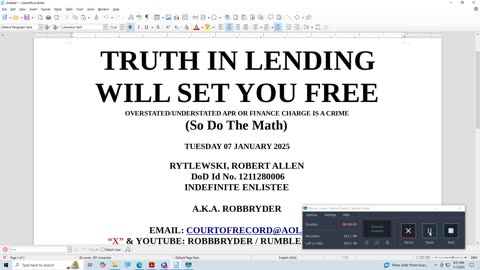 TRUTH IN LENDING WILL SET YOU FREE