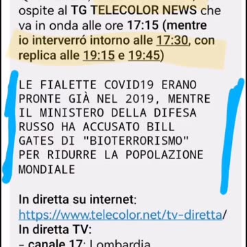 LE FONTI DEL GENOCIDIO PANDEMICO (intervista TG TELECOLOR 1 febbr 2025)