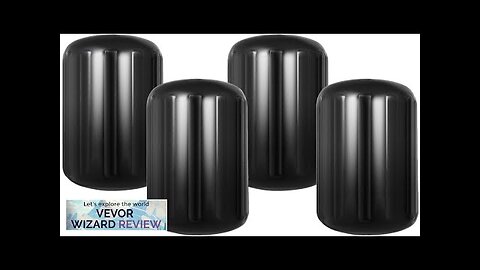 4 NEW RIBBED BOAT FENDERS 10" x 28" BLACK CENTER HOLE BUMPERS Review