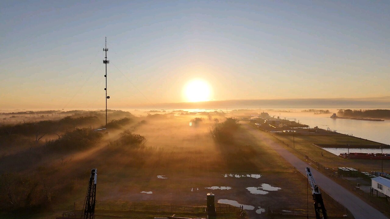 Foggy Drone Flight over Intracoastal City Louisiana